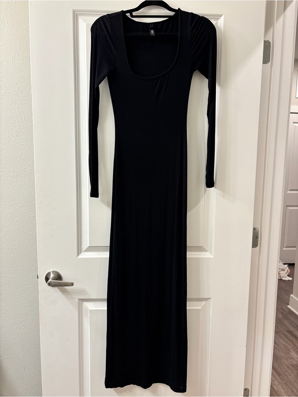 SKIMS Black Long Sleeve Maxi Dress